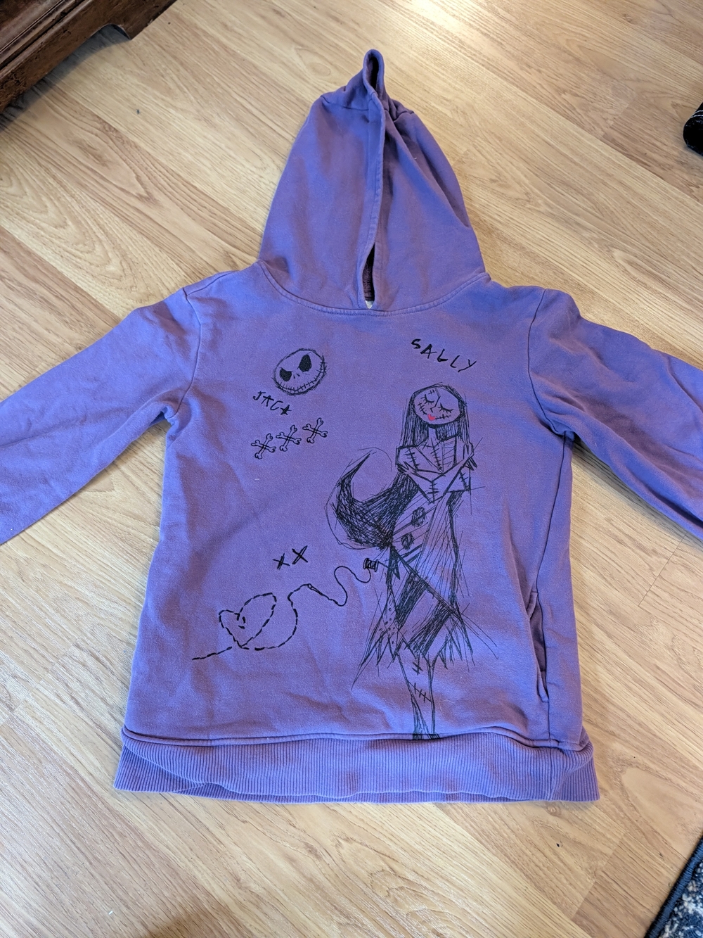 Purple Kids Hoodie Top with Sketch Graphic